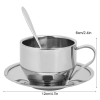 Zestaw kubek do kawy espresso z łyżką i spodkiem ze stali nierdzewnej 120ml [13250000466]